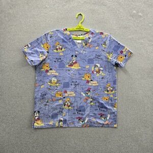 The Wonderful World Of Disney Women Scrub Top M Purple Graphic
